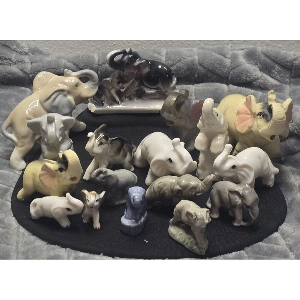 Lot Of 17 Vtg Miniature Elephant Figurines .5-3